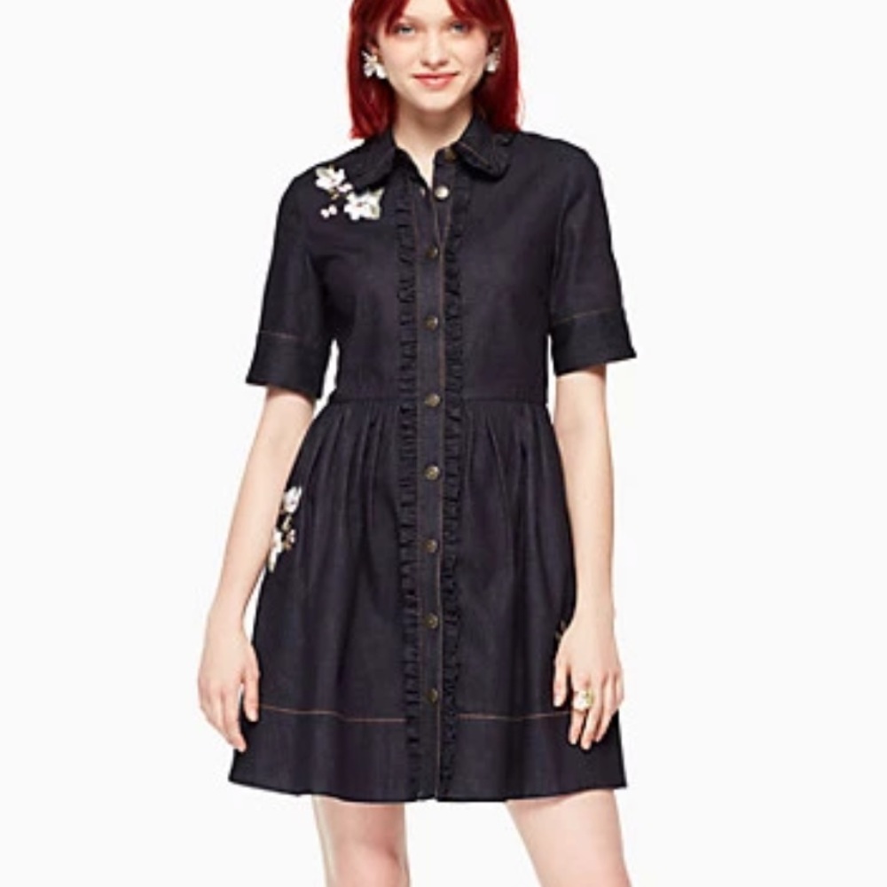 Kate Spade Embroidered Denim Shirtdress